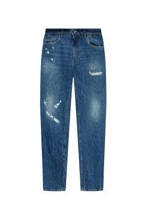 Niebieski Jeansy z efektem `vintage` Dolce & Gabbana